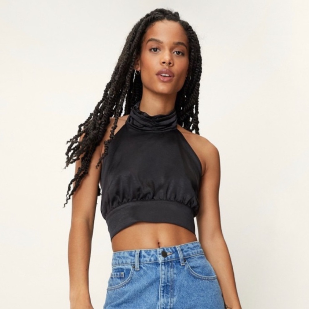 Nasty Gal top • petite satin halterneck cami